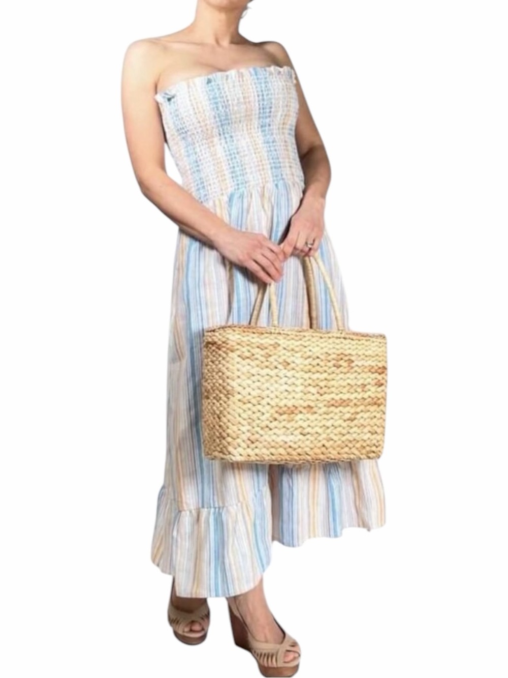 Reformation Marbella Bermuda Smocked 100% Linen Midi Dress Size S View 2